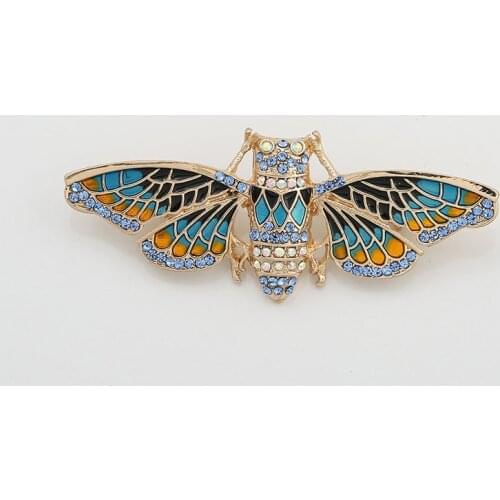 Cicada wings inlaid with diamond autumn and winter new sweater cardigan coat windbreaker fashion versatile Brooch