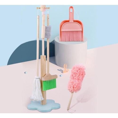 Kids Cleaning Set Childrens Play House Simulation Cleaning Broom Wooden Combination Detachable Toy Broom Mop Duster Cleaning Set