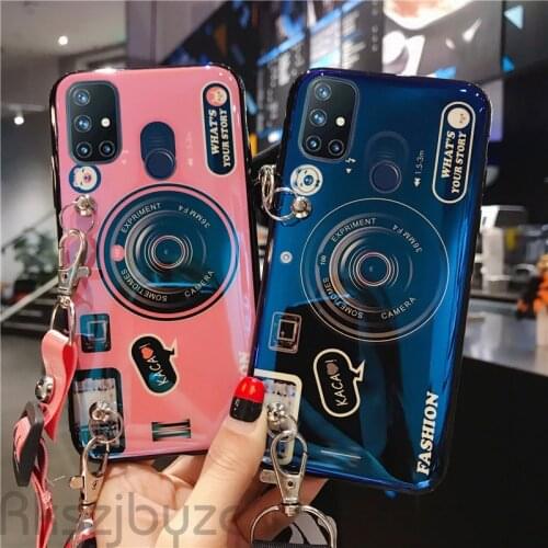 For Oneplus Nord Retro 3D Camera Silicone Soft Phone Case For Oneplus Nord N100 9 Pro 8T 8 7T 7 6T Back Cover With Strap