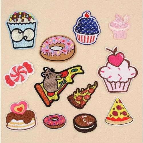 PGY Jeans Embroidery Patch Food Funny Iron On Patches For Clothes Cheap Embroidered Patches For Kids Applique Patch Clothing