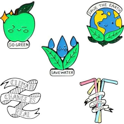 Protect Environment Enamel Pin Protect the Earth Brooch Lapel Pins for Backpack Badge Jewelry Gift for Kids Friends Wholesale