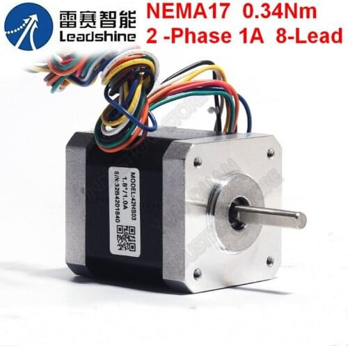 Original Leadshine 42MM NEMA17 hybrid stepper Motor 42HS03 0.34Nm 48.14Oz.in 2 Phase 1A 8-Lead 1.8 48mm For CNC 3D Printer