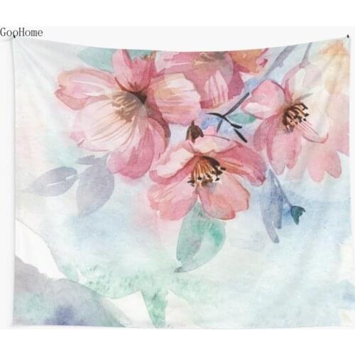 Watercolor Flowers Wall Tapestry Cover Beach Towel Throw Blanket Picnic Yoga Mat Home Decoration