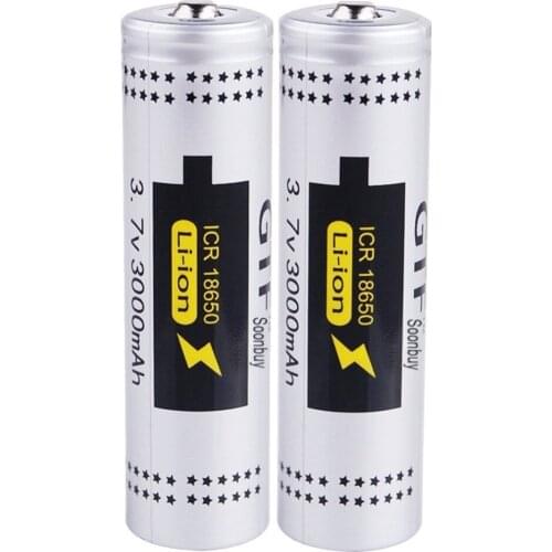 GTF 2 pcs 3.7 v 18650 Real Battery capacity 3000 mah Li-ion Rechargeable for Lantern Torch Drop Shipping Pointed out cells