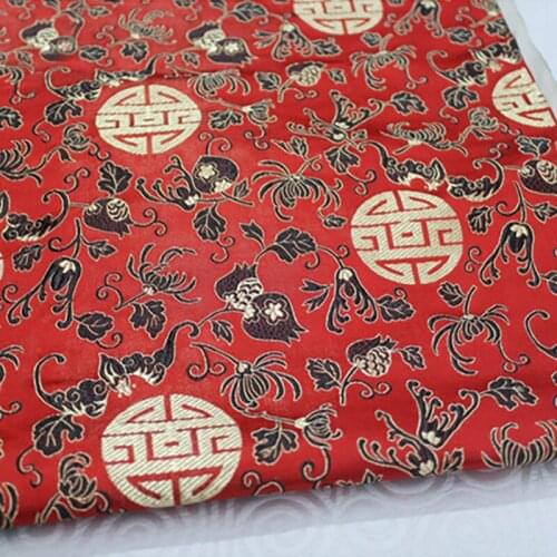 HLQON 75cm width brocade Tang suit golden fabric for patchwork felt tissue telas bed sheet cheongsam dress coat children cloth