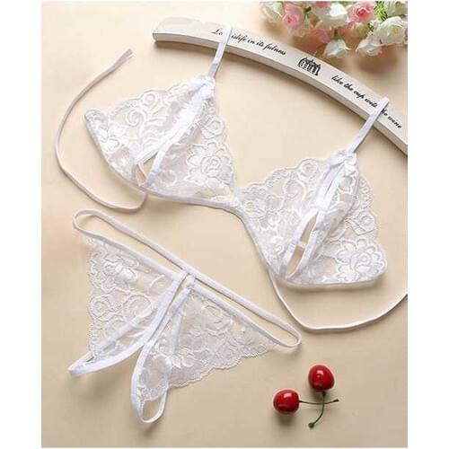 LOOK FOR YOUR WONDERFUL NIGHTS WITH ITS STUNNING WOMENS ELEGANT LINGERIE Attractive White Lace Fancy Set FREE SHIPPING