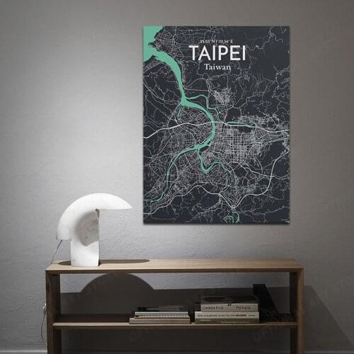 TAIPEI CITY MAP Canvas Painting Poster Art Picture Wall Decoration Home Decor HD Print Morden Style