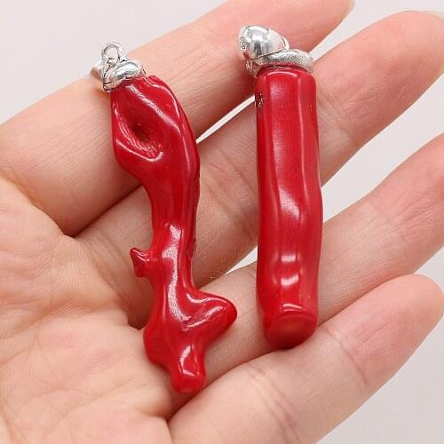 Hot Sale Red Coral Irregular Tree Branch Pendant Cute Creative Beads Handmade Crafts Making DIY Necklace Bracelet Jewelry