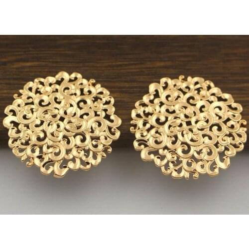10pcs Brass Casted Circle Filigree Corner Flower Oriental Embellishment Stamping Ancient Charms Ornament Quality Jewelry Designs