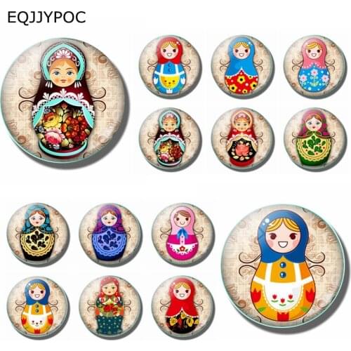 Matryoshka Dolls Refrigerator Magnet Fridge Magnetic Sticker Russian Doll Babushka Nesting 30MM Glass Note Holder Home Decor