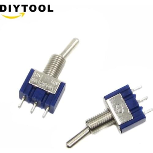 5Pcs ON-OFF-ON 3 Pin 2 Position Mini Latching Toggle Switch AC 125V/6A 250V/3A MTS-202/MTS-103