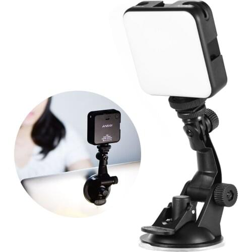 Andoer W64 Video Conference Lighting Kit with 6W Mini LED Light 2500K-6500K Dimmable Suction Cup Mount for Laptop Live Streaming
