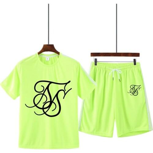 2021 SikSilk New Mens Solid Color Fashion T-Shirt Sports Suit Multicolor Short-Sleeved Summer Lightweight Breathable Pullover+1