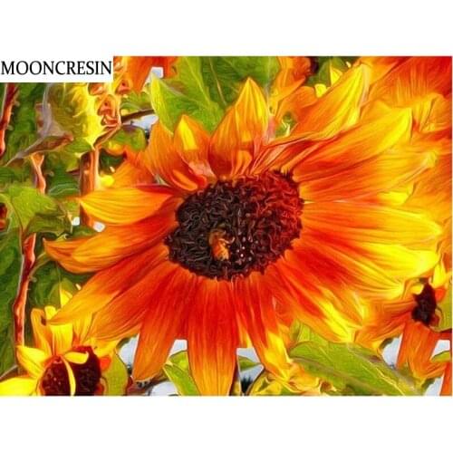 New 5D Diy Diamond Painting Needlework Beautiful Sunflower Full Diamond Embroidery Cross Stitch Mosaic Craft Art Christmas Decor