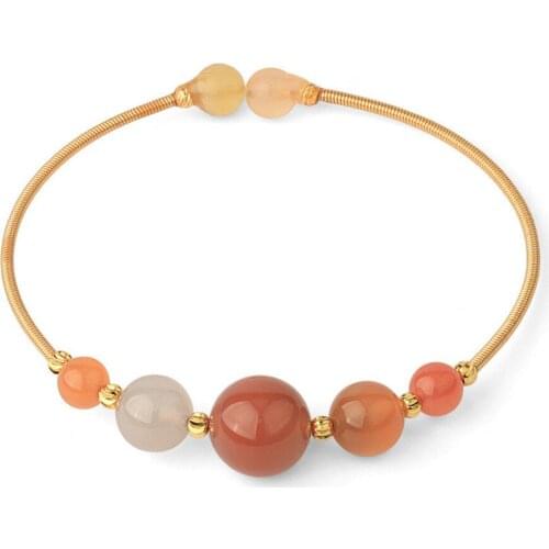 Wholesale 3pcs Natural Stone Crystal Hand Decoration Geometric Literary Simple Gilt Woman Personality Male Bracelet Handmade