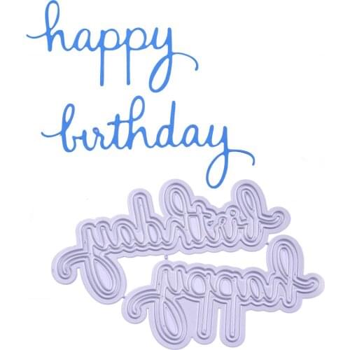 Happy Birthday Card Decoration Cut Metal Carbon Die Cut Letters Shape Paper Card Embossing Template Scrapbook Cutting Die