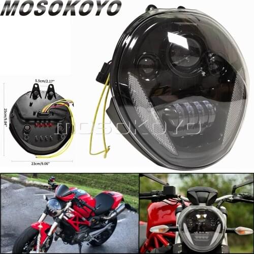 Front LED Headlight Assembly For Monster 821 1200 1200R 1200S Motorcycle DRL Lamp Waterproof Headlamp w/ Turn Signal Light 14-17
