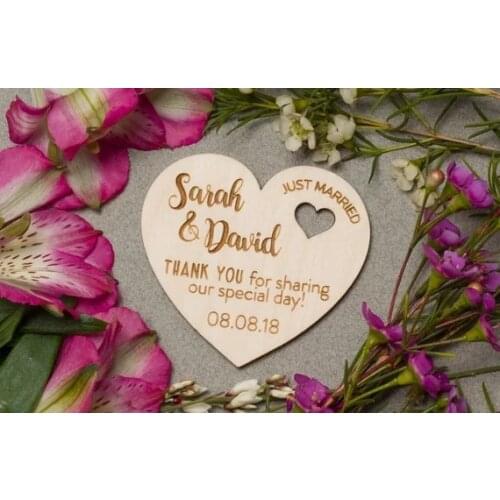 Personalize Thank You heart Wedding wooden Save the Date Magnets bridal shower party favors company gifts invitations