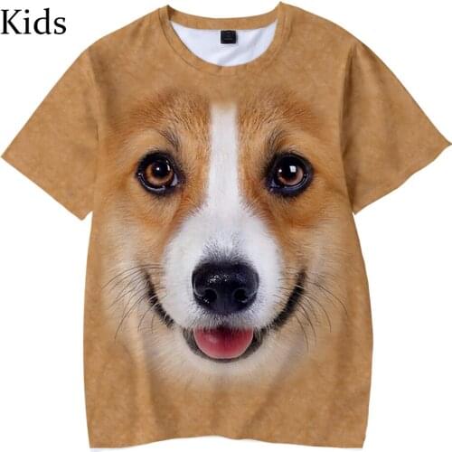 Popular Fashion Kids Animal dog Tees 3D t shirt New boys girls Short Sleeve Summer Hip Hop Casual 3D childrens T shirt