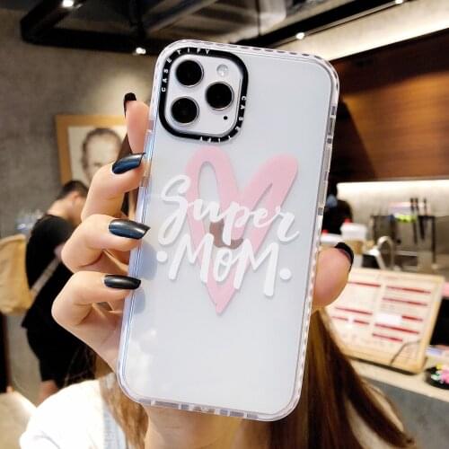 Flower Transparent Pink Phone Case For IPhone 12mini XR X XS 7 8 Plus Love Heart For iPhone 11promax SE2 Clear Shockproof Cover