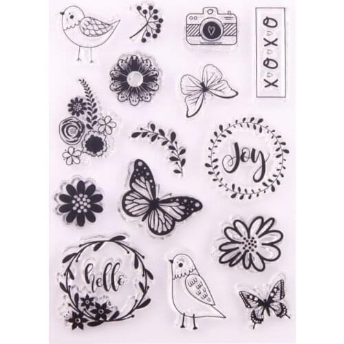 Bird Flower Silicone Clear Seal Stamp DIY Scrapbooking Embossing Photo Album Art H55A