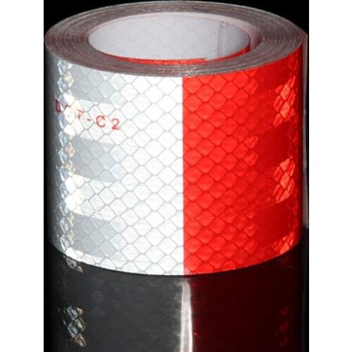 5cm*3.6m Red White DOT Stickers Self-Adhesive Reflective Warning Tape Vinyl Decals For Truck Bicycle Motorcycle Conspicuity Film