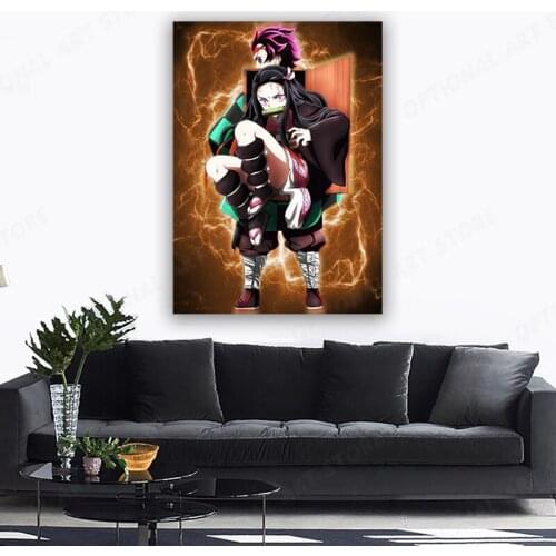 Tanjiro Nezuko Kamado Kimetsu no Yaiba Wall Art Canvas Decoration poster prints for living room Home bedroom decor Painting