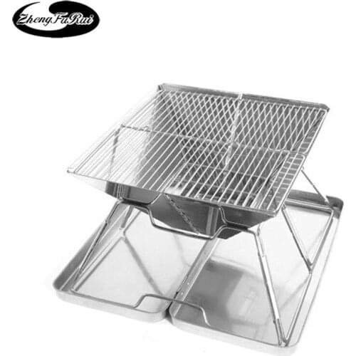 Outdoor products Hot selling camping folding barbecue grill Stainless steel barbecue grill Camping incinerator