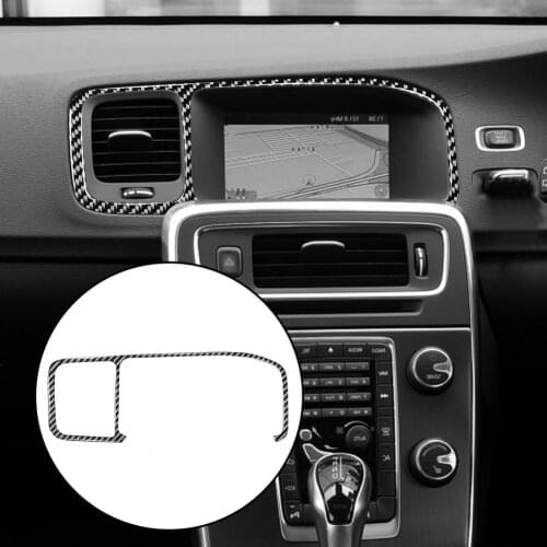 Carbon Fiber Central Navigation Panel Trim Frame Cover Sticker for Volvo V60/S60 Right Drive Car Accessories
