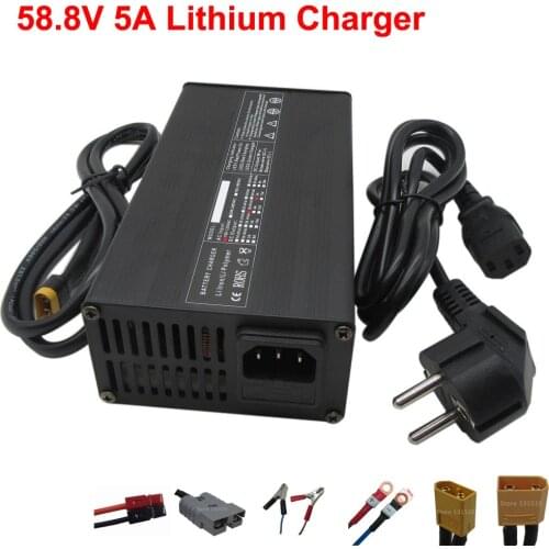 58.8V 5A Charger 14S 51.8V 52V Li-ion Battery Charger Lipo LiMn2O4 LiCoO2 Charger Output XT60 With cooling fan Free Shipping