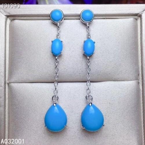 KJJEAXCMY fine jewelry natural blue Turquoise 925 sterling silver women earrings support test popular