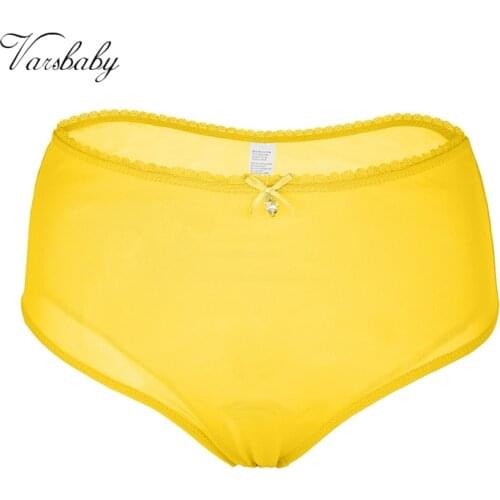 Varsbaby Sexy Light Yellow Light Green Briefs Transparent Panties S-XXL High-waist Underwear