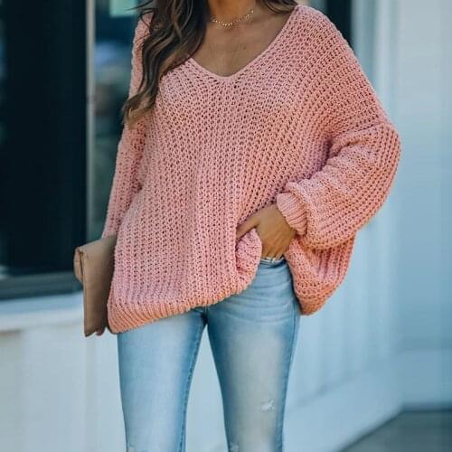 Women Casual V neck Solid Loose Hollow Out Long Lantern Sleeve Sweater Pollover 2021 Spring And Autumn Sexy High Street Pollover