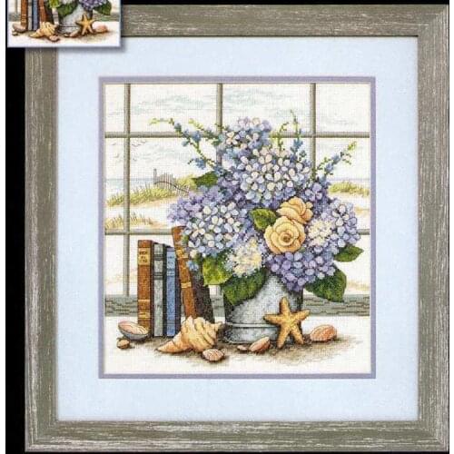 Gold Collection Counted Cross Stitch Kit Hydrangeas And Shells Books Hydrangea Shell DIM 35166