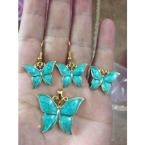 Gold Dubai PNG Butterfly drop dangle Earrings Necklace Jewelry Sets for Women Girls Jewelry Wholesale accessories best gift