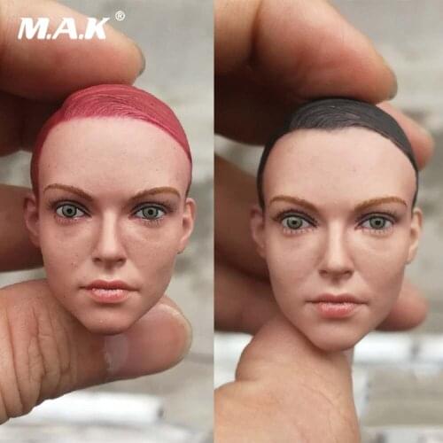 1/6 Scale Female Head Sculpt Jedi Agent Tracey Gril Head Carved with Red/Black Hard Hair Model for 12'' Action Figure Body