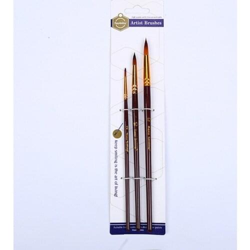3 Pcs/Set Multi-function For Painting Round Brush Paint Brushes Supplies Wooden Handle Double Color Nylon Hair Drawing Art