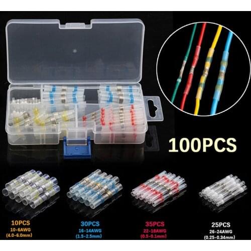 50/100/250pcs Wire conectores electricos Terminals Heat Shrink Butt Solder Sleeve Waterproof Wire Automotive Marine Insulated