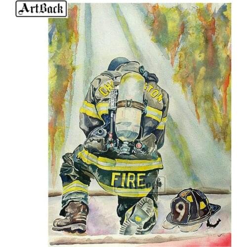 5d diy diamond painting fireman diamond mosaic portrait artwork diamond embroidery home decoration