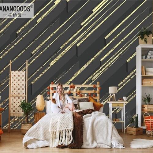 Nordic Abstract Art Golden Geometric Light Luxury Wall Paper 3D Living Room Bedroom TV Background Mural Wallpapers Wall Covering