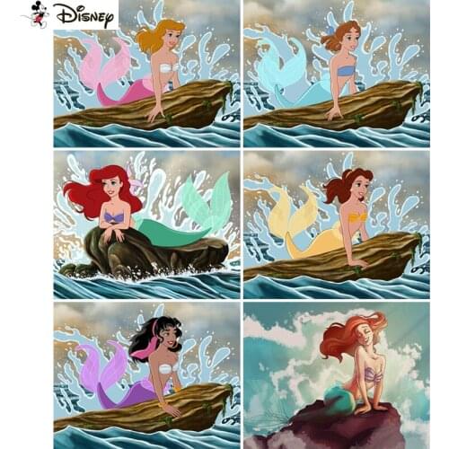 Disney 5D DIY Diamond Embroidery Full Display "Cartoon mermaid" Diamond Painting Square/Round Rhinestones Decor Art