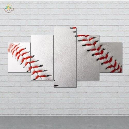Baseball Red and White Picture And Poster Canvas Painting Modern Wall Art Print Pop Art Wall Pictures For Living Room 5 PIECES