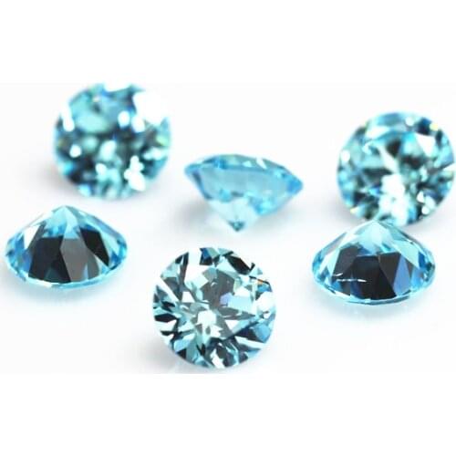 Ice color round shape brilliant cut faceted sea blue beads loose stone sky blue stones for DIY jewelry making
