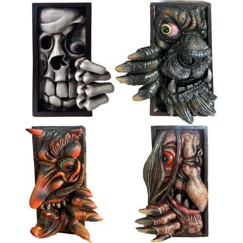 Booknook Monsters Human Face Resin Bookends Bookstand Sculpture Bookshelf Decor Horror Peeping On The Bookshelf Brilliant