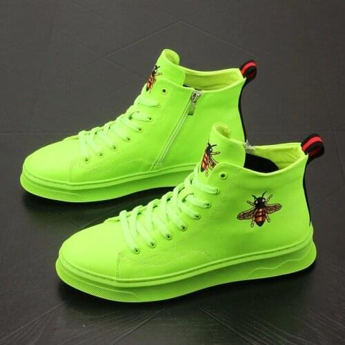 COZOK 2021 New Fashion High Quality Mens Charm Embroidered Lace-up Platform Flat Cowboy Boots Casual Korean Shoes