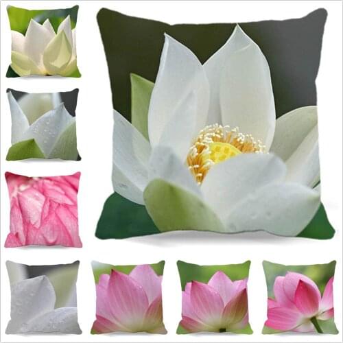 Lotus Illustrations Cushion Cover beautiful view Pillow case Sofa Throws Decorative Soft Pillow Covers Present