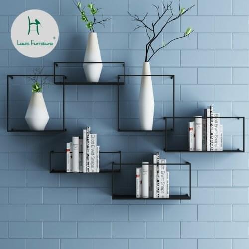 Louis Fashion Nordic Shelf Wall Hanging Living Room Simple TV Background Decoration Creative Bookshelf