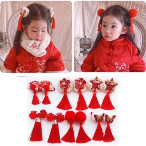 1Piece Baby Girl Bow Tiara Hair Clip Chinese Style Kids Hairpins Hair Clip Children Hair Accessories Hair Clip Ancient Style