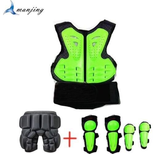 Green No Shoulder Children Motocross Body Protective gear Vest armor ATV Dirt Bike suits Guard Off Road Racing Riding Waistcoat