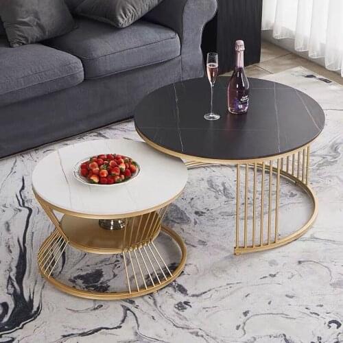 Chinafurniture modern simple round coffee table small apartment living room marble tea table creative table